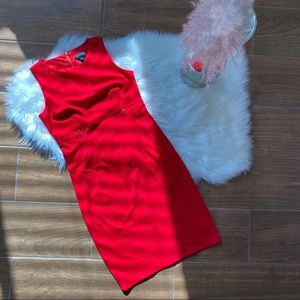 Unfocus Studio Red High Neck Sheath Dress